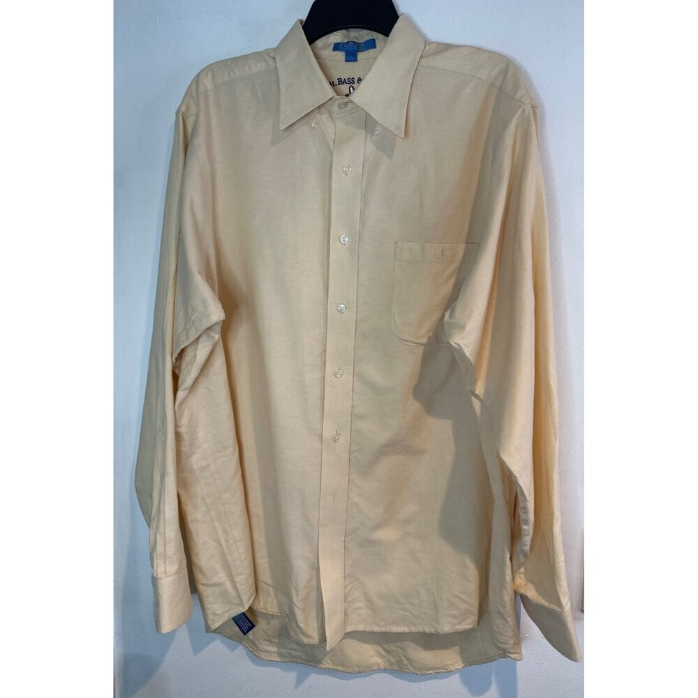 GH Bass & Co Men's L Yellow Button-Down Shirt Classic Fit Dress Shirt utility